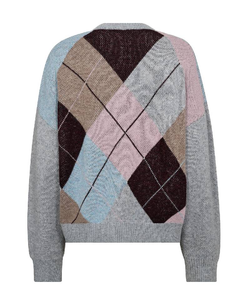 CoCouture MajaCC Check V-Knit - 139 Mid Grey