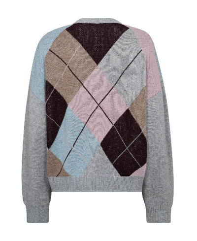 CoCouture MajaCC Check V-Knit - 139 Mid Grey