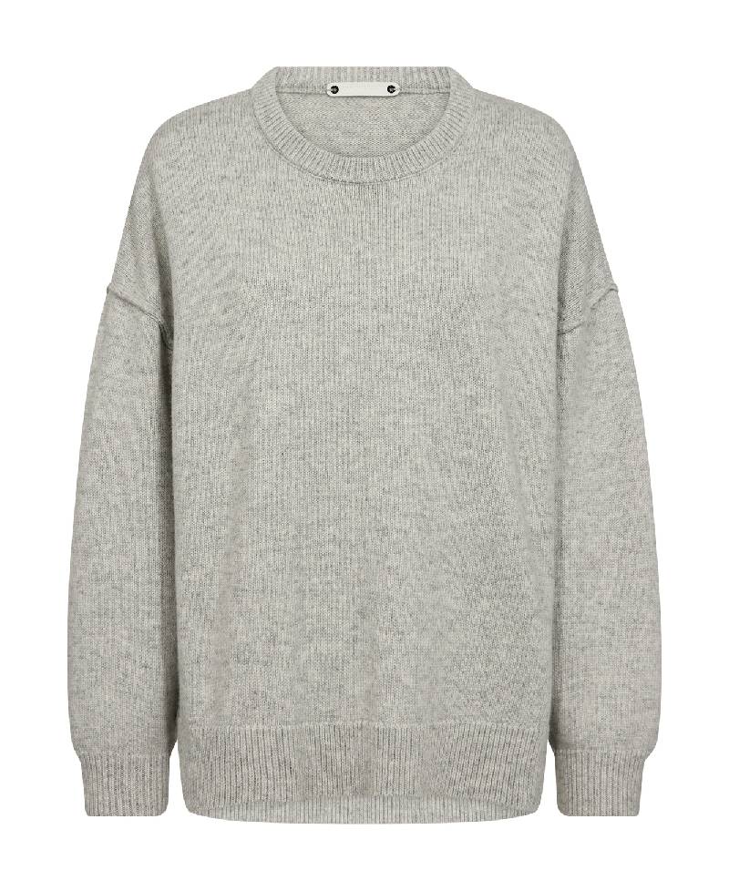 CoCouture MajaCC  Slit O-Neck Knit - 138 Light Grey