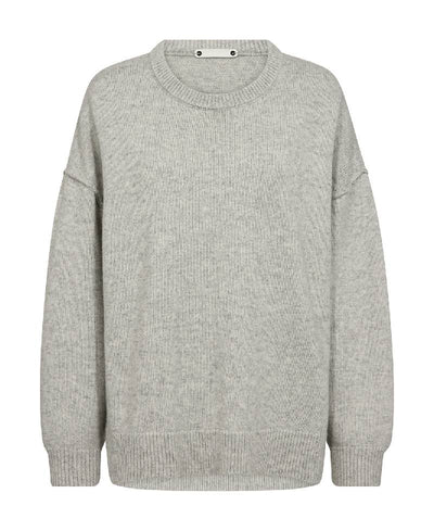 CoCouture MajaCC  Slit O-Neck Knit - 138 Light Grey