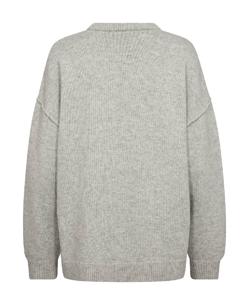 CoCouture MajaCC  Slit O-Neck Knit - 138 Light Grey