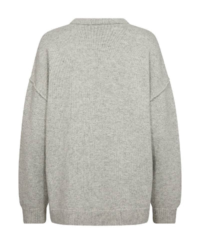 CoCouture MajaCC  Slit O-Neck Knit - 138 Light Grey