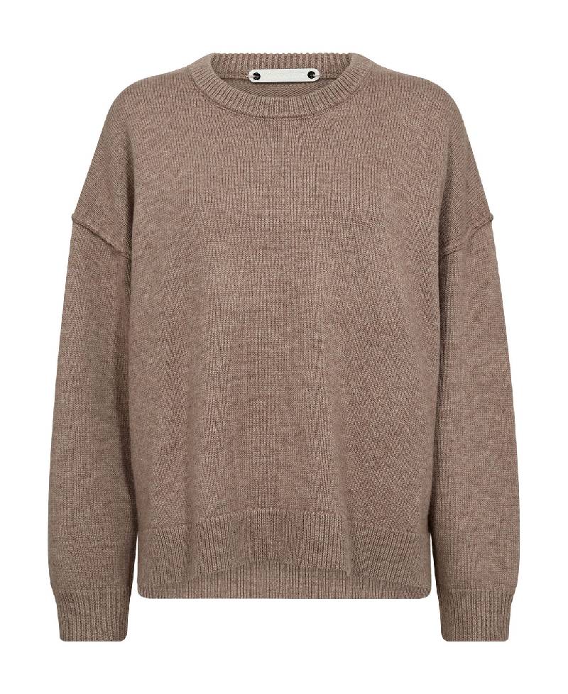 CoCouture MajaCC  Slit O-Neck Knit - 26 Latté