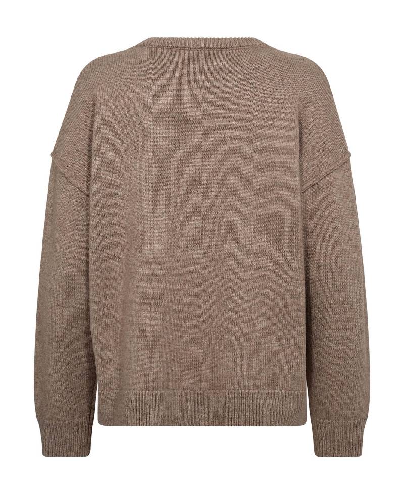 CoCouture MajaCC  Slit O-Neck Knit - 26 Latté