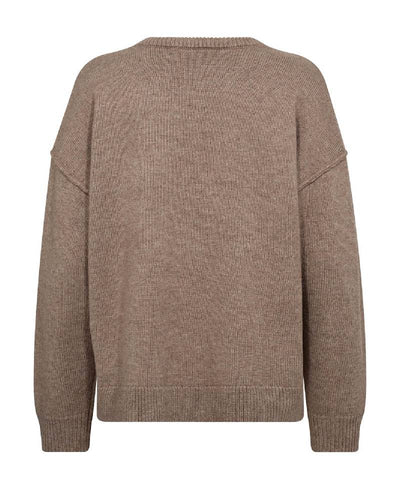 CoCouture MajaCC  Slit O-Neck Knit - 26 Latté