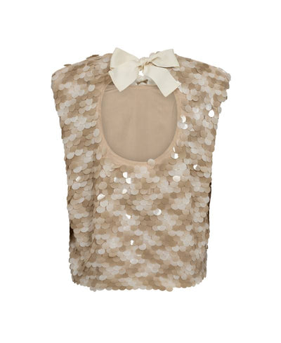 Co Couture Maxicc Sequin Bow Top - 127 Champagne