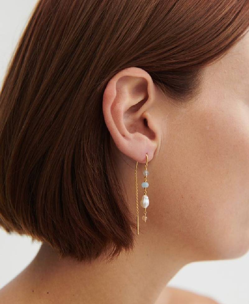 Pernille Corydon Mellow Blue Earchains - 55 mm