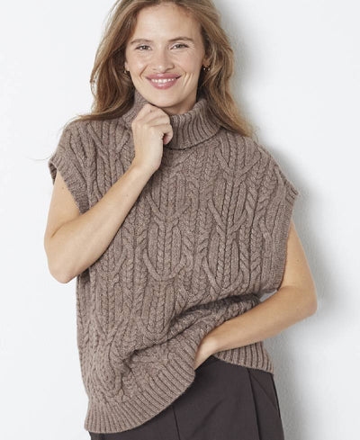 CoCouture RowCC Oversize Cable Knit Vest - 154 Walnut