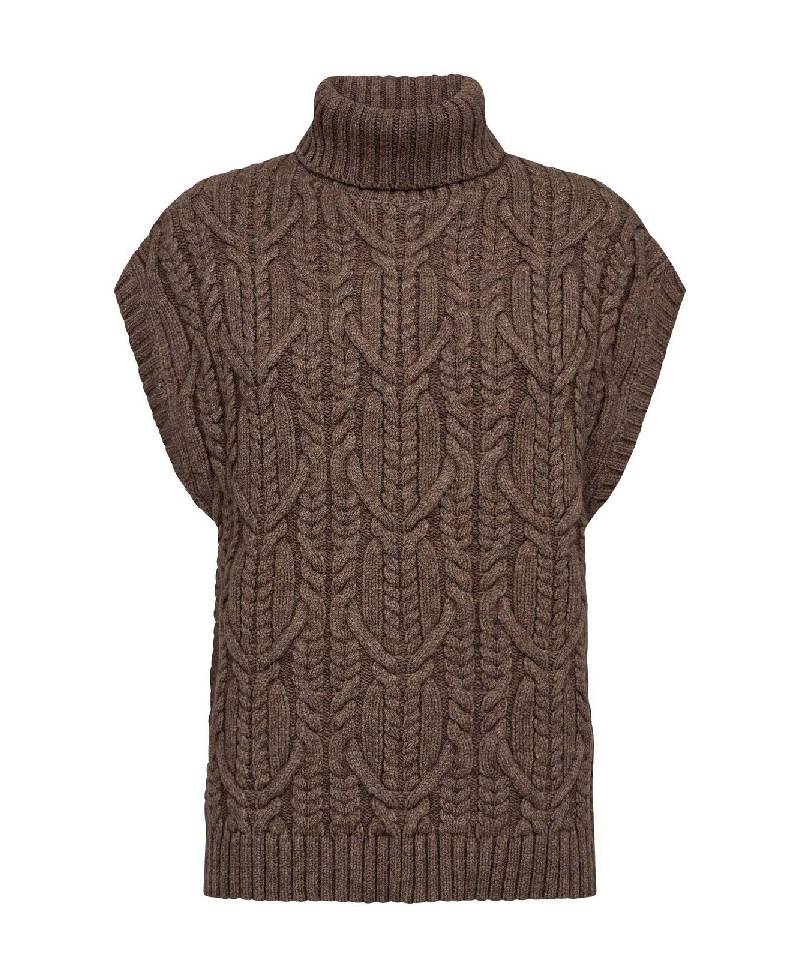 CoCouture RowCC Oversize Cable Knit Vest - 154 Walnut