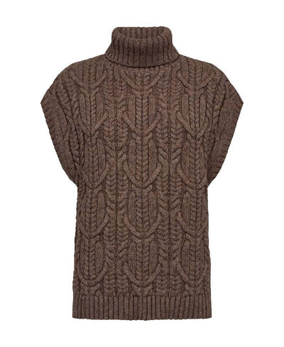 CoCouture RowCC Oversize Cable Knit Vest - 154 Walnut