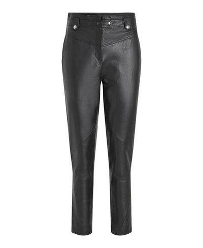 Rouge Vila Viaubrey Leather HW Pants - Black